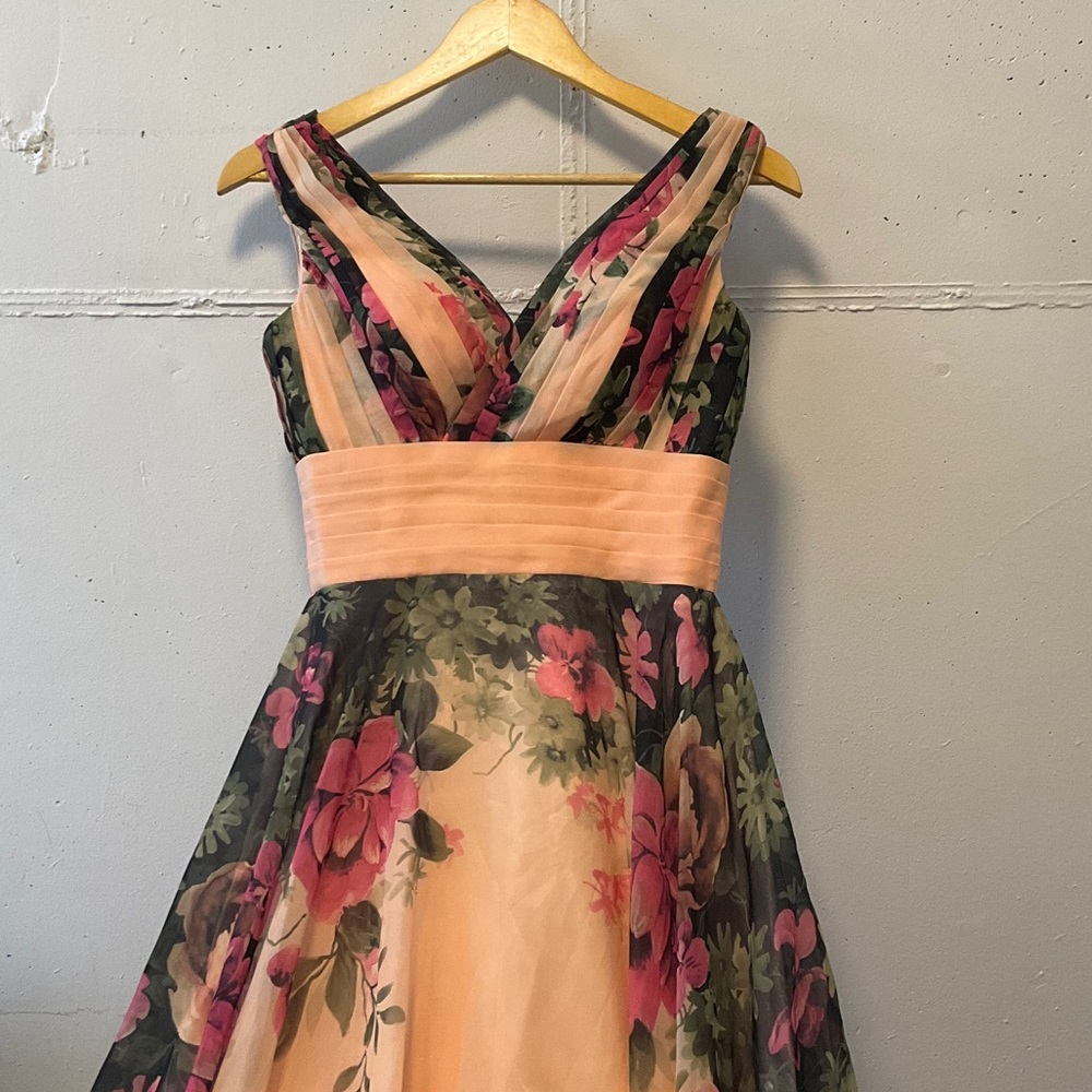 Grace Karin Floral V-Neck Cross-tie Back Dress
